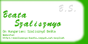 beata szalisznyo business card
